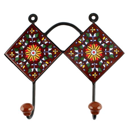 Dark Brown Wheel Flower Ceramic Tile Hook